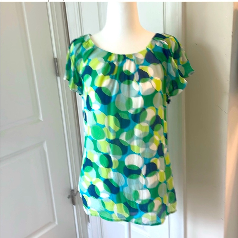 Boden short sleeve blue and green top size 6